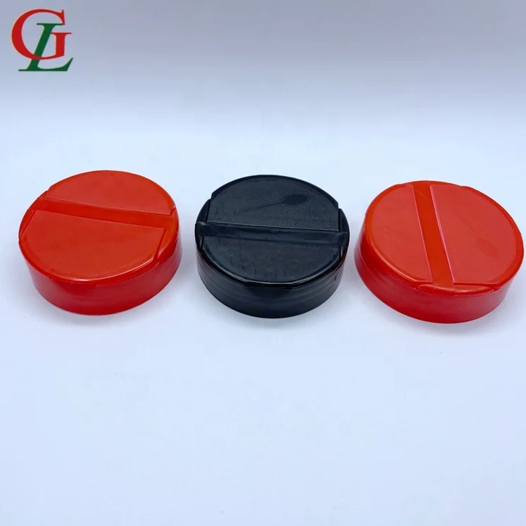 Plastic Salt Pepper Spice Shaker Jar Bottles Double Flapper Cap with Liner Hot Sale Red Black Flip Top Cap Twist Off Plastic Cap