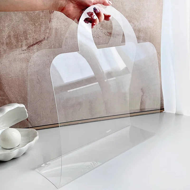 Fall In Color PET Transparent Flower Bag INS New Floral Bouquet Handle Bag For Florist