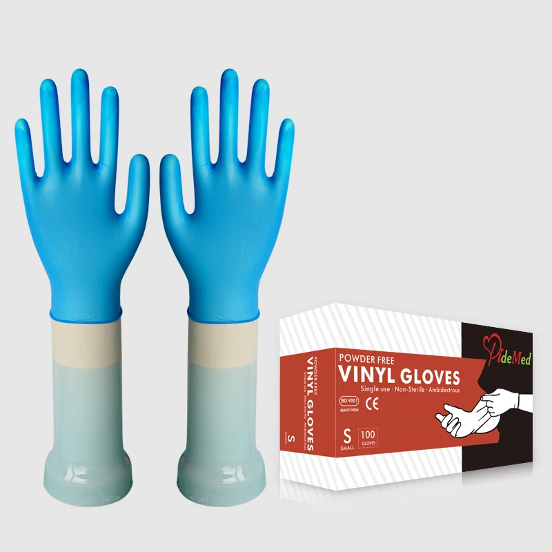 Food Grade China Factory blue disposable vinyl large gloves