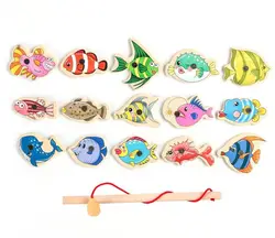 Huamj 51 шт Многофункциональный Монтессори детский сад взаимодействие в виде геометрических фигур сенсорные познавательные матч деревянные игрушки для рыбалки