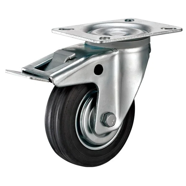 100*27mm top plate industrial rubber swivel caster wheel