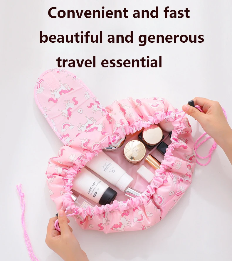 OEM oxford drawstring design fashion travel  cosmetic storage beauty Hot selling  large pouch girl makeup bag