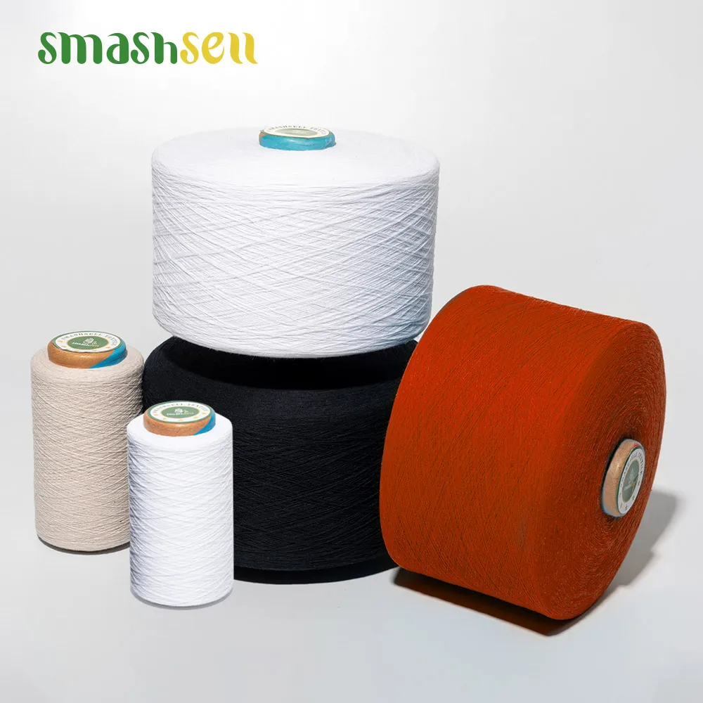 High quality CVC open end regenerated cotton white color blended yarn regular and recycle poly yarn 20s  for circular knitting