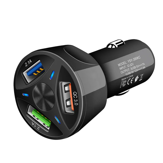 OEM logo QC3.0 Fast Charge 3 USB Ports Car Charger Adapter 5V 7A Universal Phone Charger