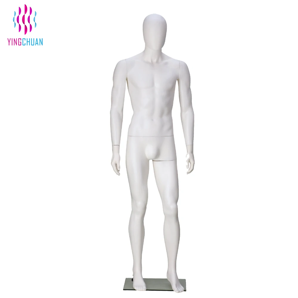 White Full Body Standing Mannequin Plastic Life Size Male Mannequin With Egg Head