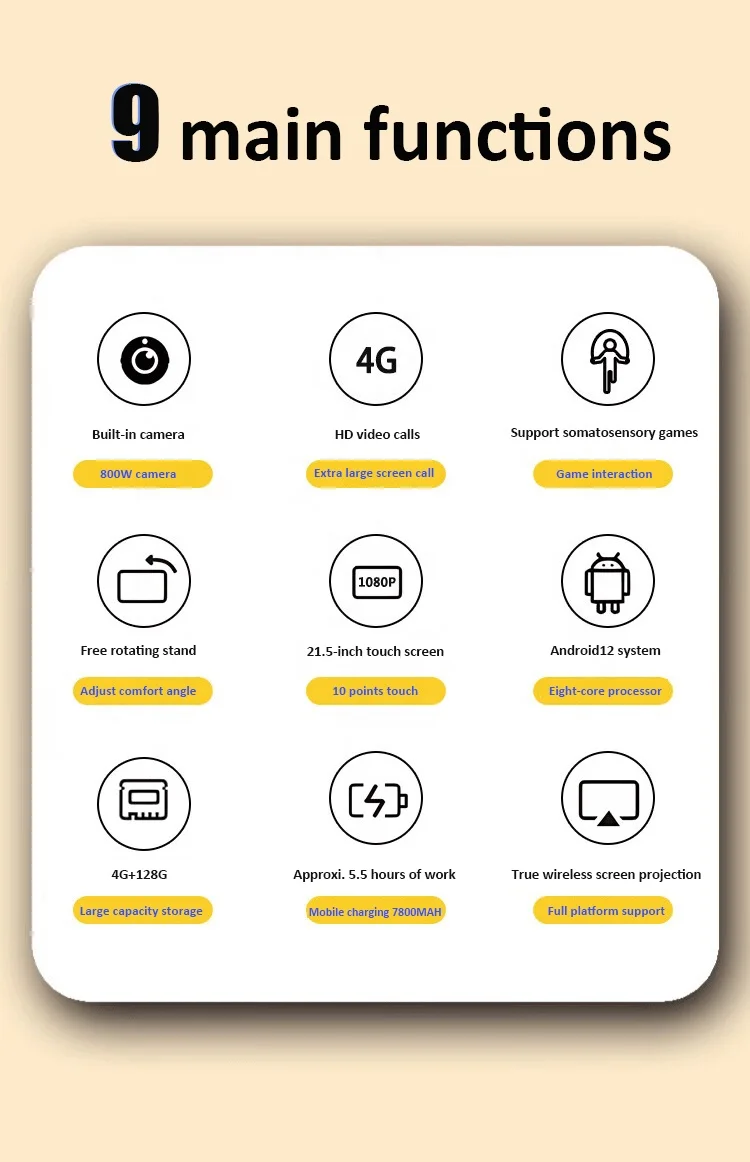 21.5 Inch Incell Screen Display LCD Touch Screen for Interactive Boards Android 12 with Live Streaming