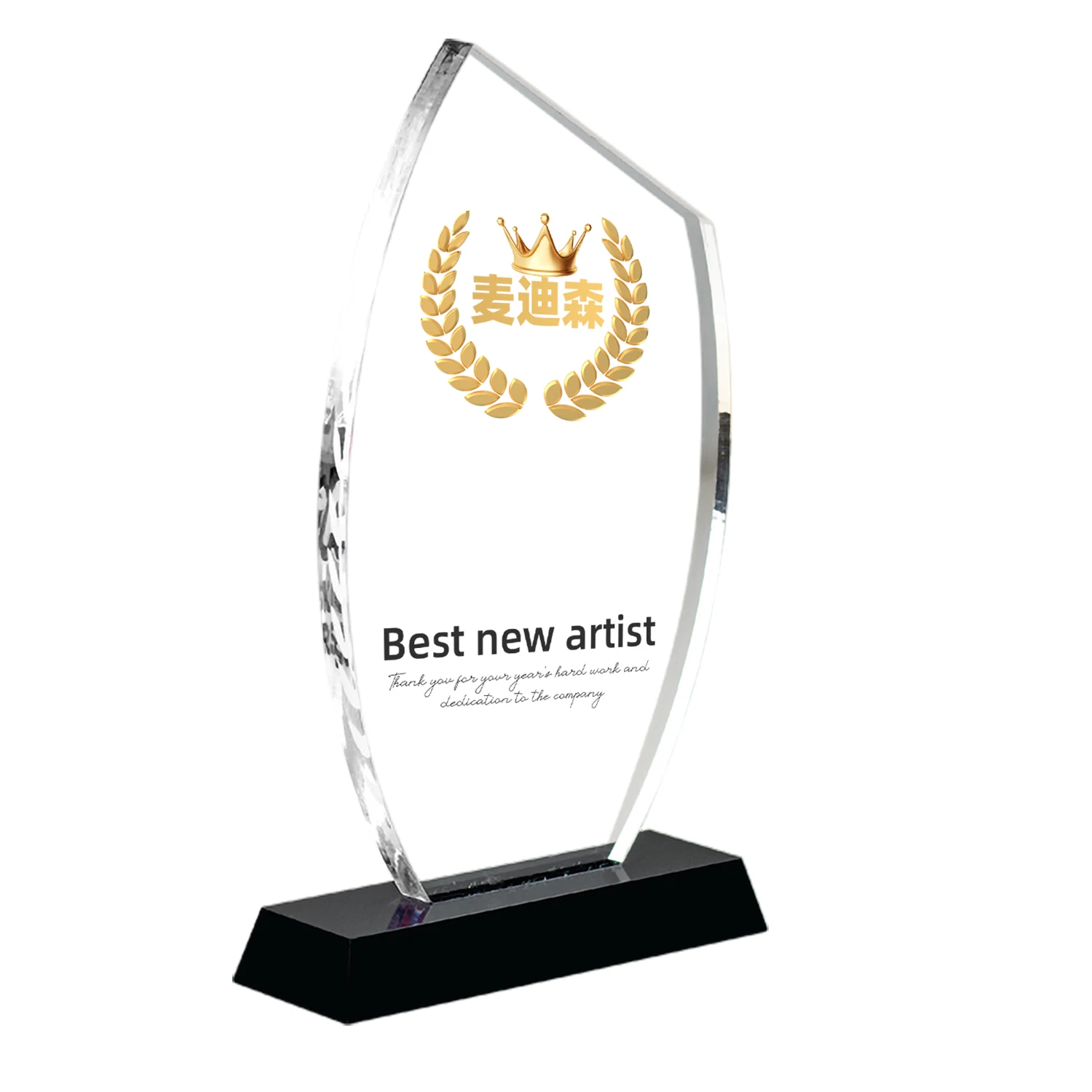 Factory Price Wholesale Custom Transparent Acrylic Award Sailing Shape Acrylic Trophy Plaque With Black Base