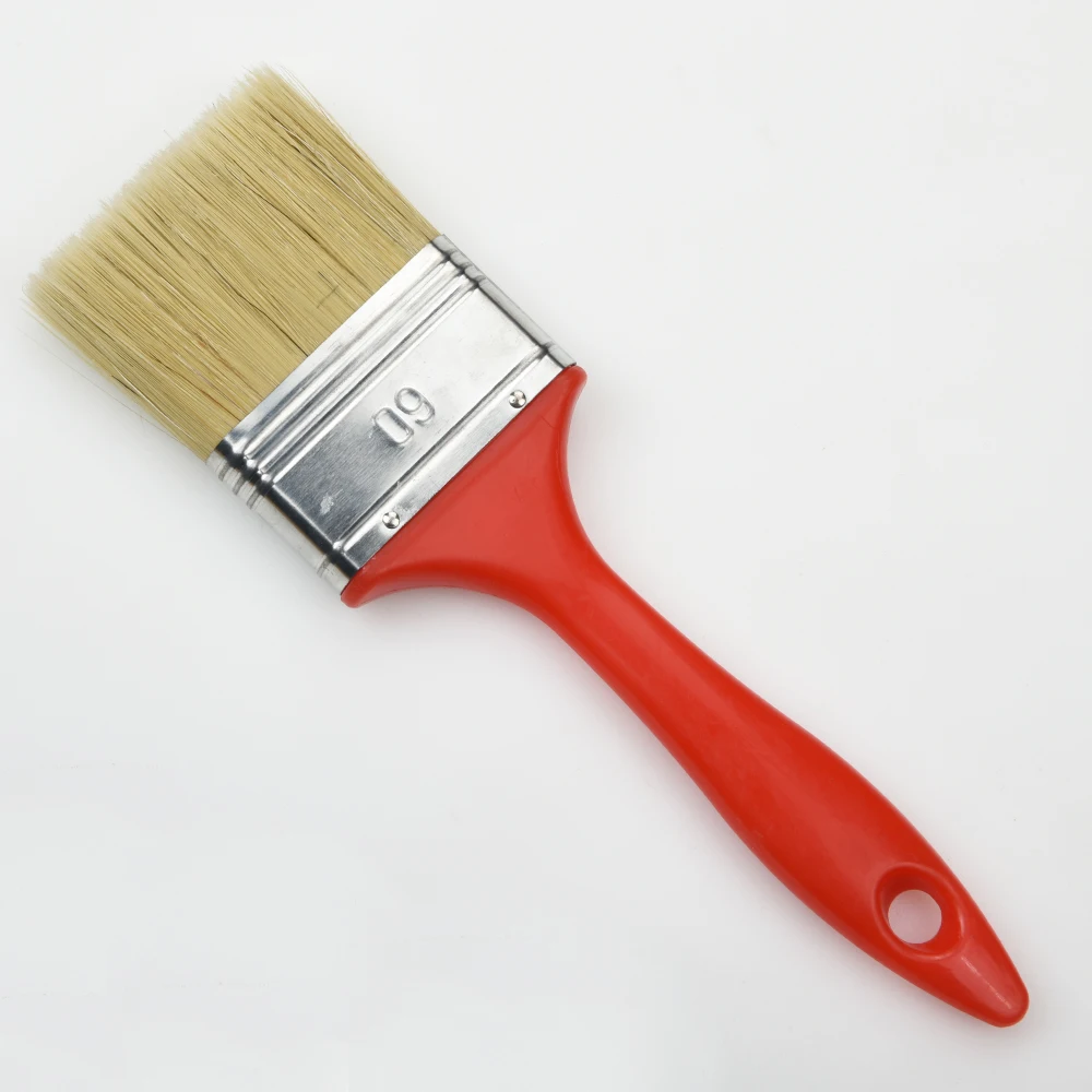 Индивидуальные плоские красные нейлоновые пластиковые кисти с 100% щетиной для рисования, инструменты для художника