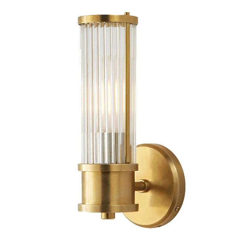 High-end Classic Style Hand Dying Antique Brass Finish Single Holder Glass Wall Sconce Light Corridor Bedside Wall Lamp