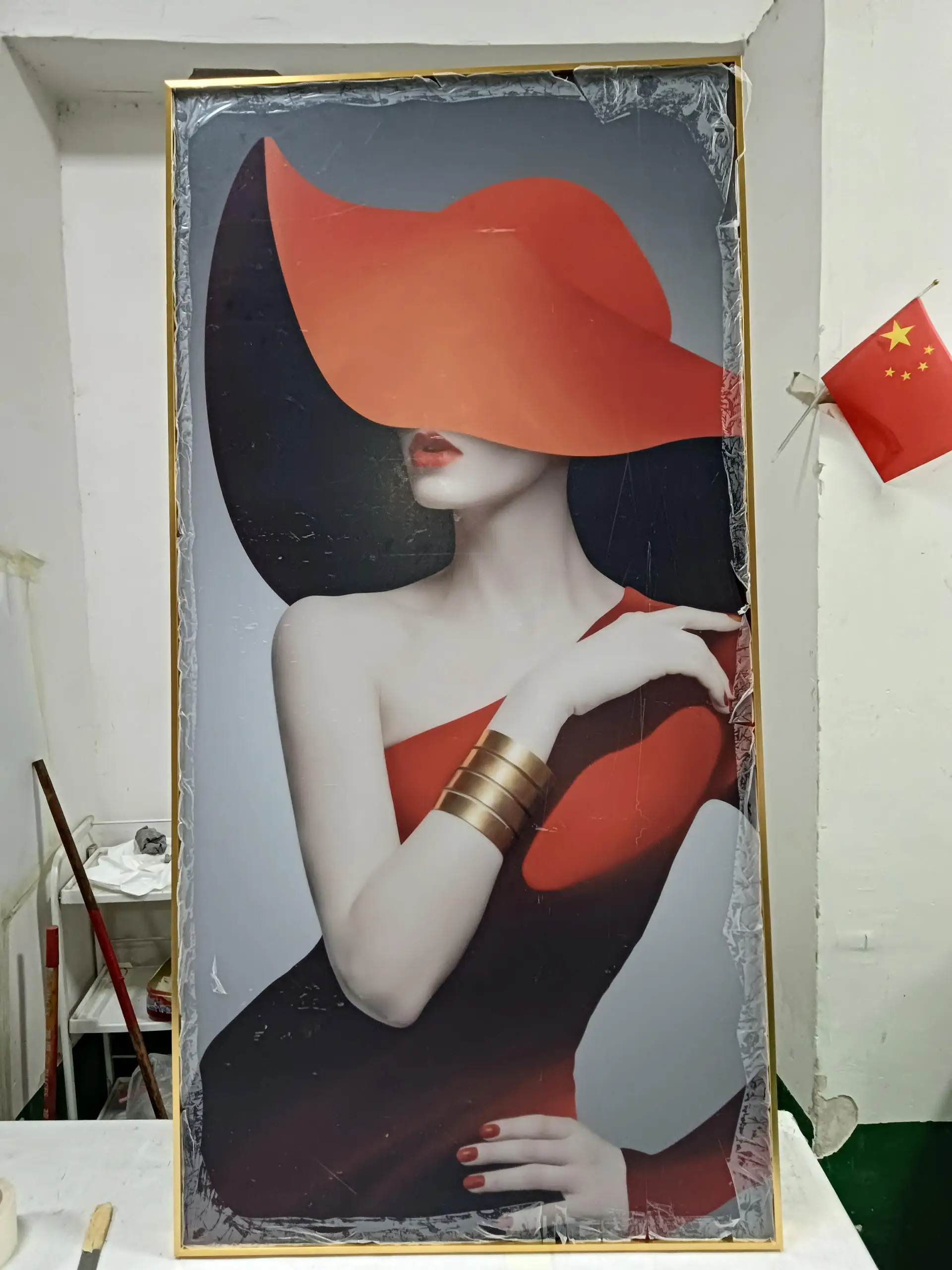 Original Art Modern Female Portrait Wall Painting Woman for Home Decoration Custom ink print on acrylic board for Living Room