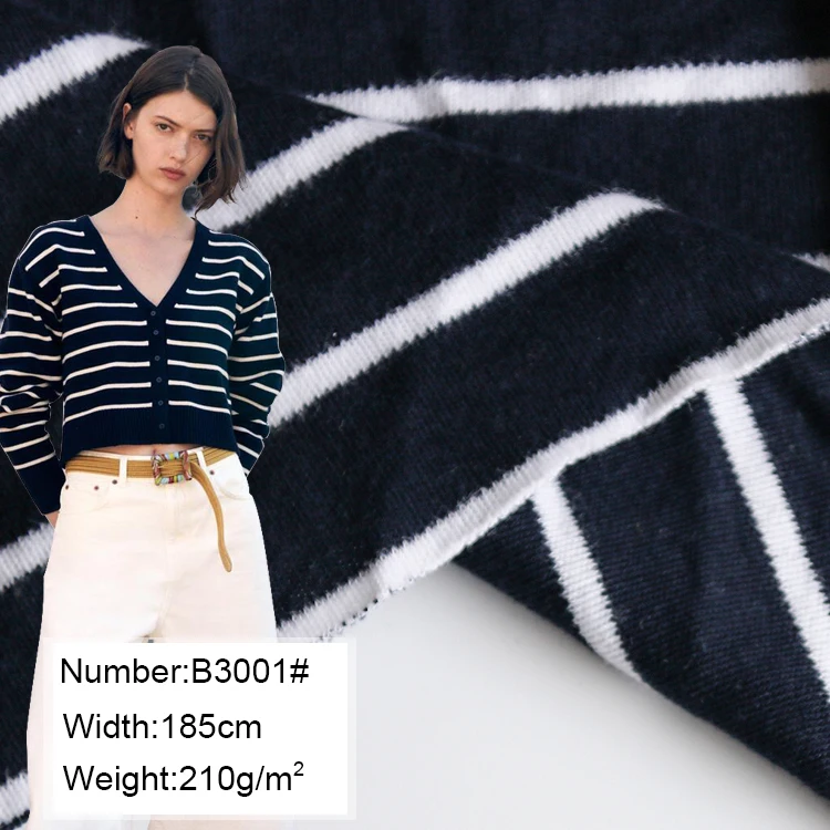 B3001 # Горячая Распродажа 100% хлопок полосатый рисунок Джерси ткань для женского