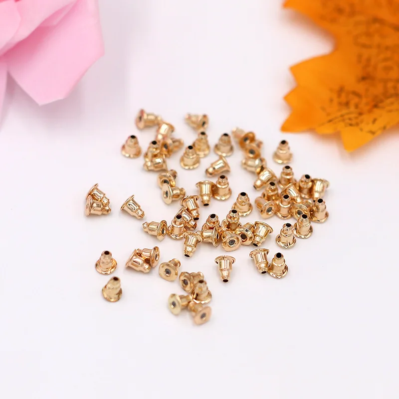 200pcs/lot Earring Studs Backs Rose gold Stopper Bullet Safe Metal  Earring Backs Stoppers Ear