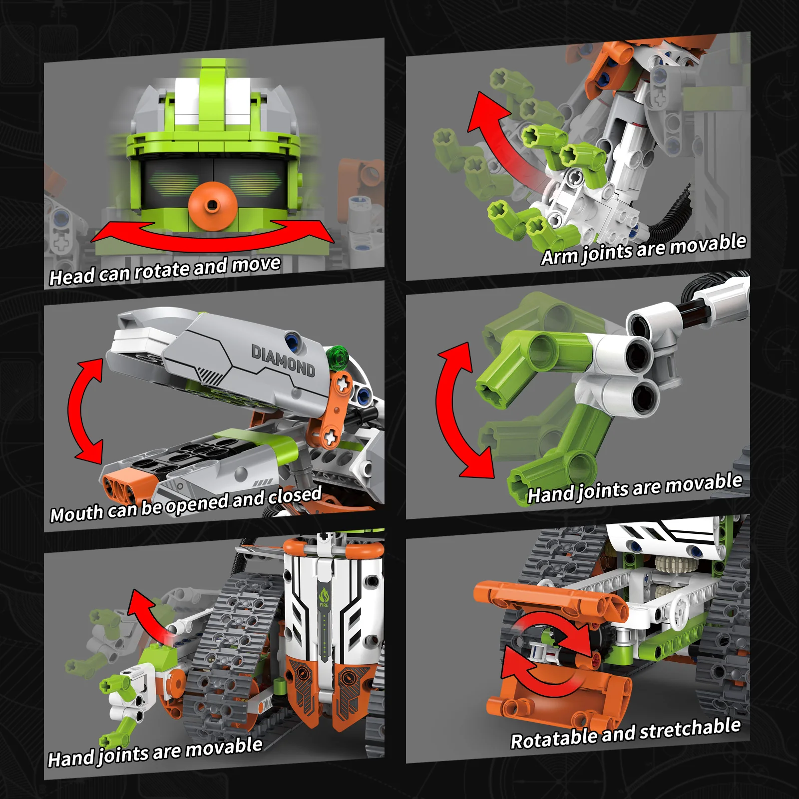 5 in 1 Educational STEAM Programmable APP Control Robot Building Block Sets DIY Dinosaur Electric RC Model Toy