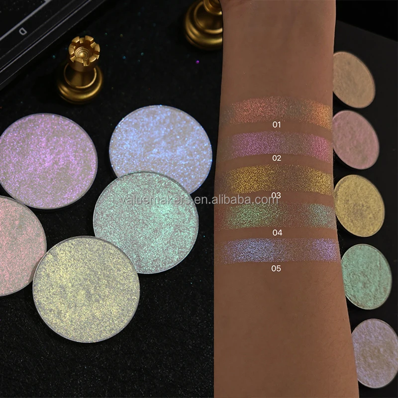 Luxury Pigmented Duochrome Glitter 36mm Makeup Highlighter Private Label Pressed Highlighter make up Palette