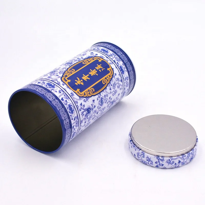 food grade wholesale airtight round double lid tea tin cans