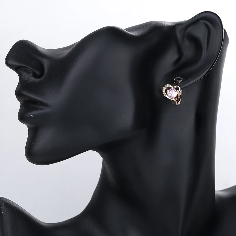 2023 Korean Stainless Steel Girl Fashion Heart-Shaped Jewelry 18K Gold Plated Zircon Earrings For Women