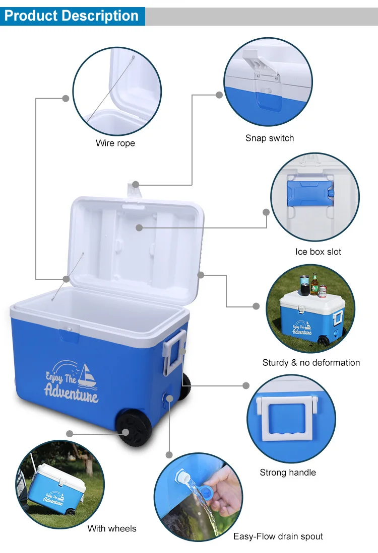 Customized Big Size Insulated Plastic Tuna Ice Cooler Foam Box Styrofoam With Straw
