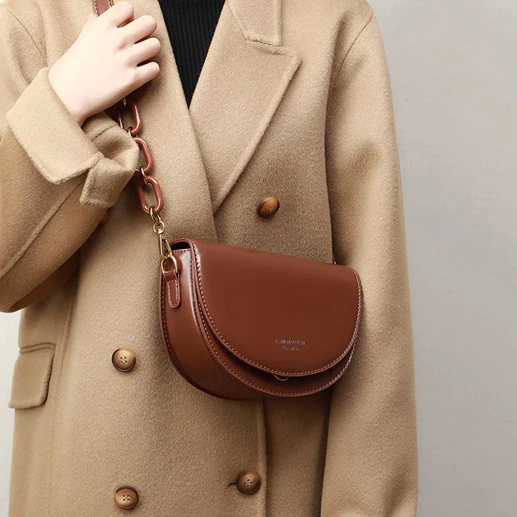 Genuine Leather Saddle Bag 2022 New Fashion One Shoulder Messenger Bag