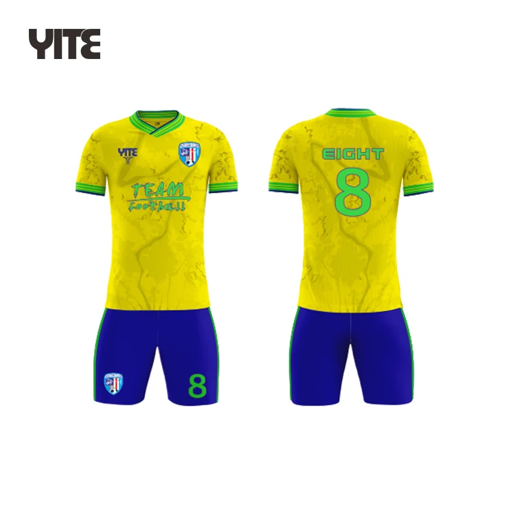 Wholesale black yellow green soccer jersey custom soccer uniform kids jerseys for football