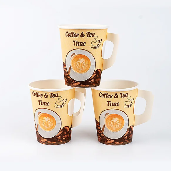 Hot Selling Coffee Tea Hot Drinking Beverage Packing Cardboard Cups With Handle