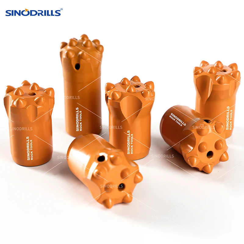 SINODRILLS Rock Drilling Carbide Tapered Button Bit 7/11/12 Degree Small Hole Tapered Bit 36mm