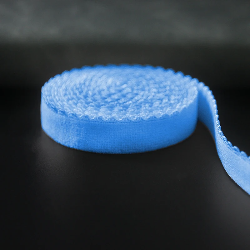 OEM Order Factory Guangdong  Blushed Picot Elastic Band 12mm Width Blue Webbing Strap Custom Color Plush Elastic Underwear