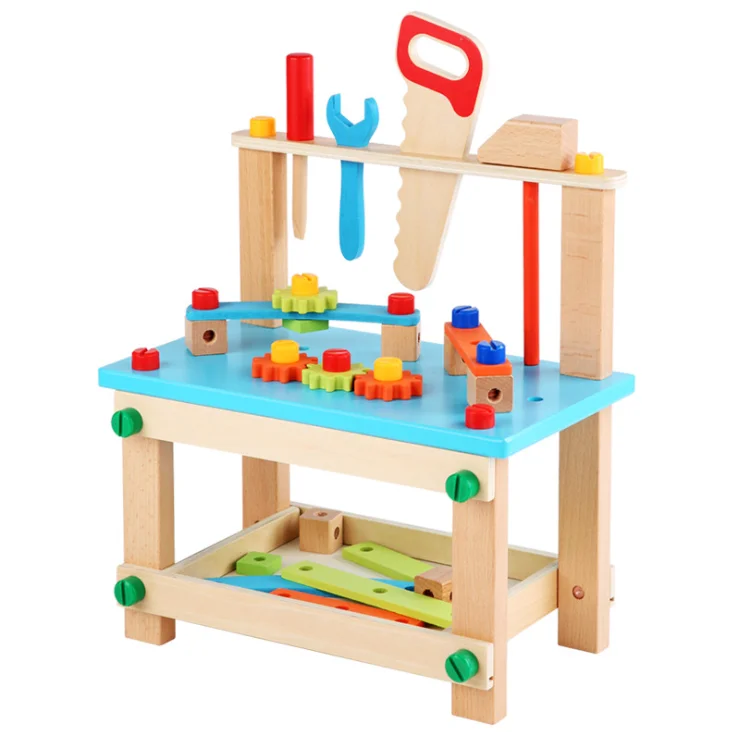 New style hot selling outdoor garden wooden tool bench toy tool set pretend play wood tool kit toys for kids