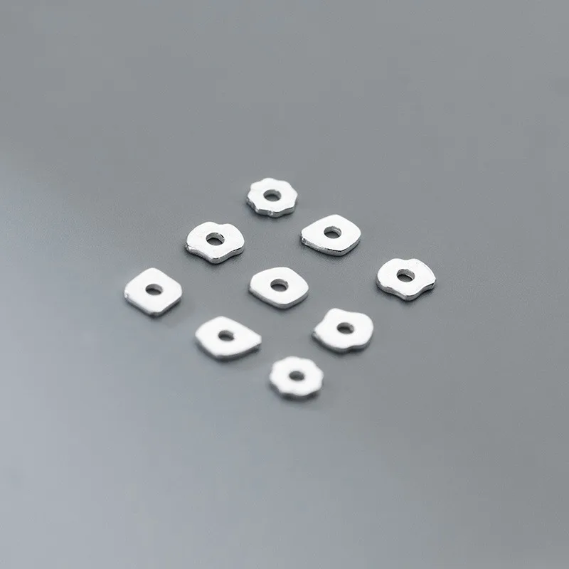 S925 Silver Irregular Geometric Sheet Spacer Beads Bracelet Necklace Loose Beads DIY Accessories For Jewelry Making