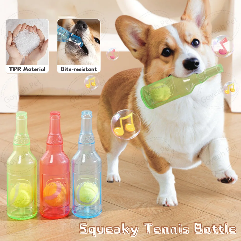 Interactive Dog Retriever Toy Squeaky Dog Bottle Toy With Tennis Ball Inside