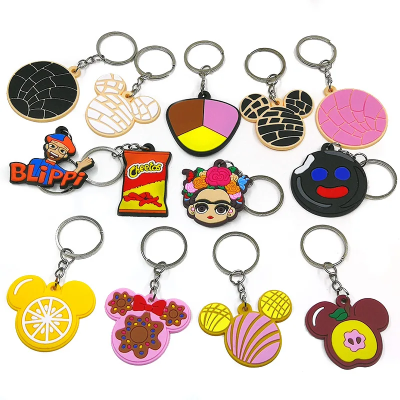 Hot Sale Mexican Style Pvc Rubber Keychain Cute Mickey Head Pendant Animation Advertising Gift Bag Accessories Doll Keyrings