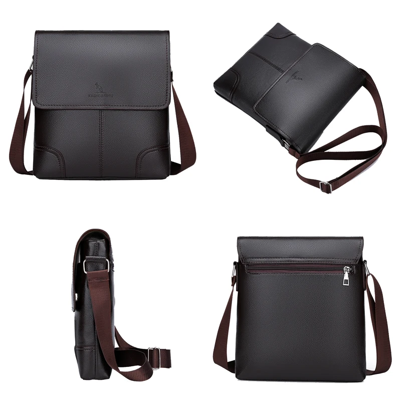 Factory Sales Cheap Custom Waterproof Soft PU Leather Square Men Briefcase Shoulder Crossbody Messenger Bag