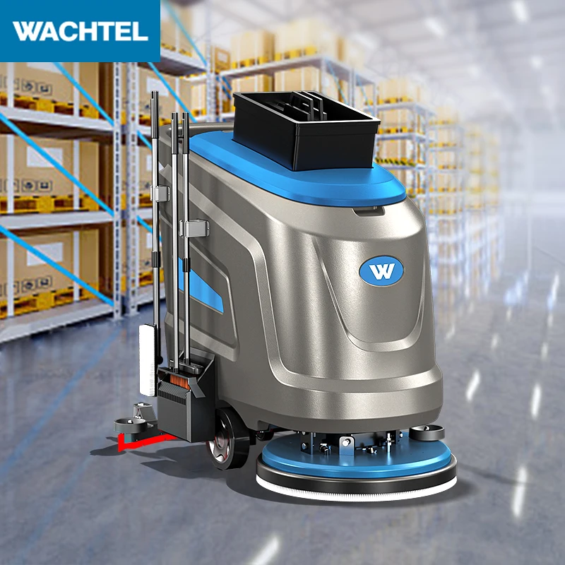 Wachtel hand push industrial scrubber machine small electric vacuum scrubber machine dry and clean