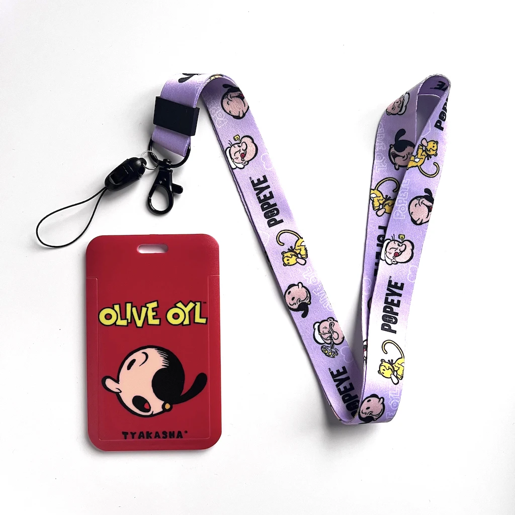 Anime PU Card Holder /Bus ID Bank Credit Cards Case Kids Cartoon Pink Strawberry Pattern Cover With String