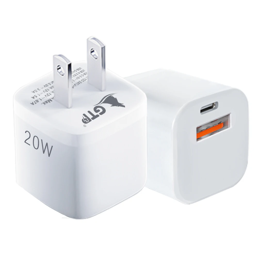 Лидер продаж 2021 года, быстрое зарядное устройство Greatpower 20 Вт Pd Qc с двумя портами 18 Вт, портативное настенное зарядное устройство для iphone, Samsung PD 20 Вт, быстрое зарядное устройство