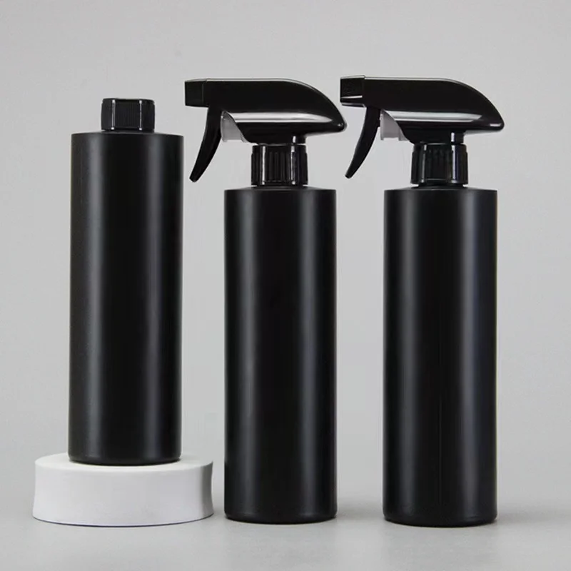 HDPE 500ml 17 oz matte round black refilled HDPE car cleaning Trigger Board spray bottle