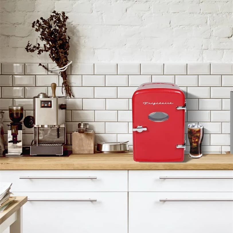 Mini Fridge AC/DC Small Refrigerator with Glass Front for car bedroom