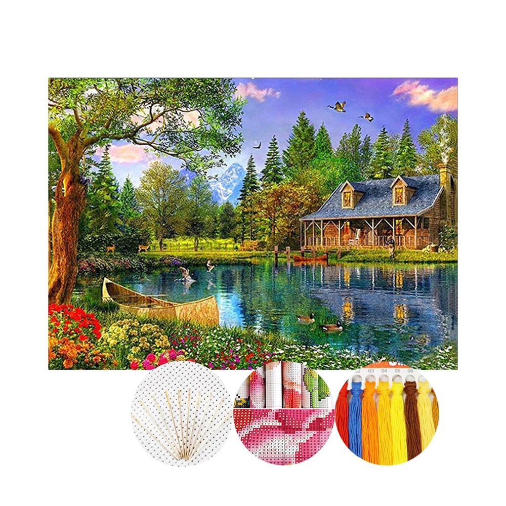 Hot Sale New Big Landscape Embroidery Crafts Fabric Cross Stitch Custom for Home Decor