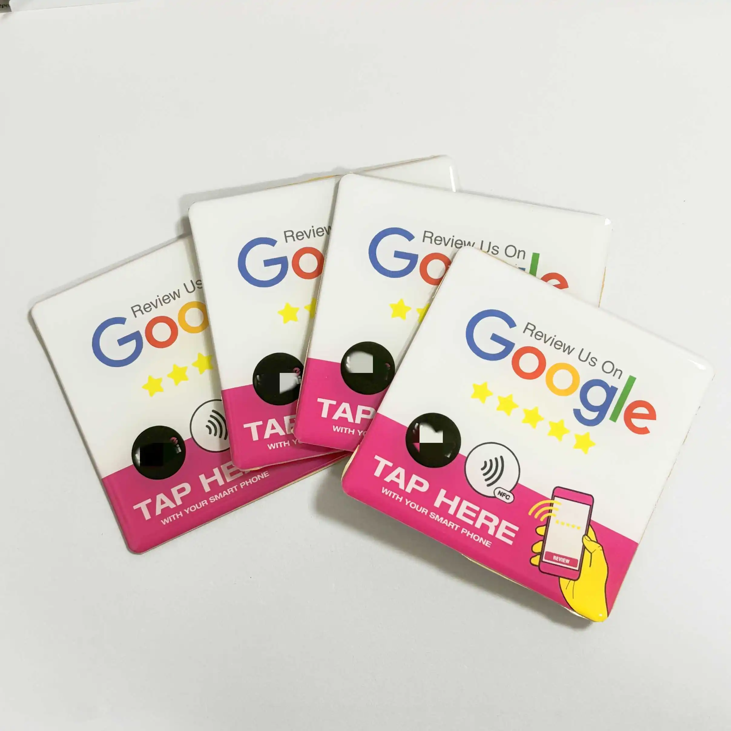 2024 Best Selling Factory Direct Custom Design Size NTAG216/213 Programmable  Epoxy NFC Google Review Card With Adhesive Backing