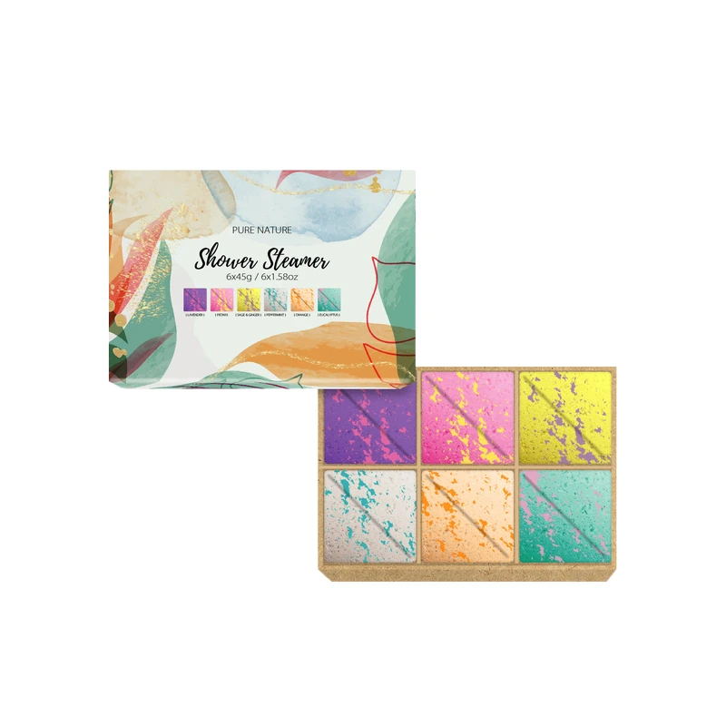 Herbal Eucalyptus Lavender Shower Steamer Gift Set Bubble Colors Vegan 45g Aromatheropy shower steamer for Bath and body Care