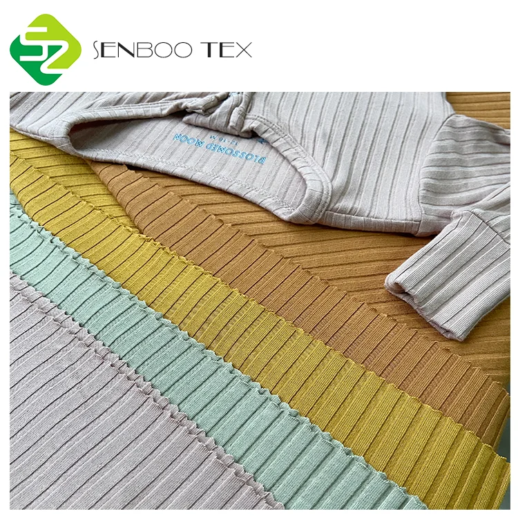 Custom 280gsm Heavyweight 8x4 Rib Knit Fabric 95% Bamboo 5% Spandex for Fall/Winter Baby Sleepwear Accessories-Boys Girls