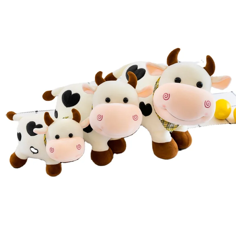 Wholesale New Brown and white cow plush toys children  Coloured  Farm cow  plush toy milk cow plush toy