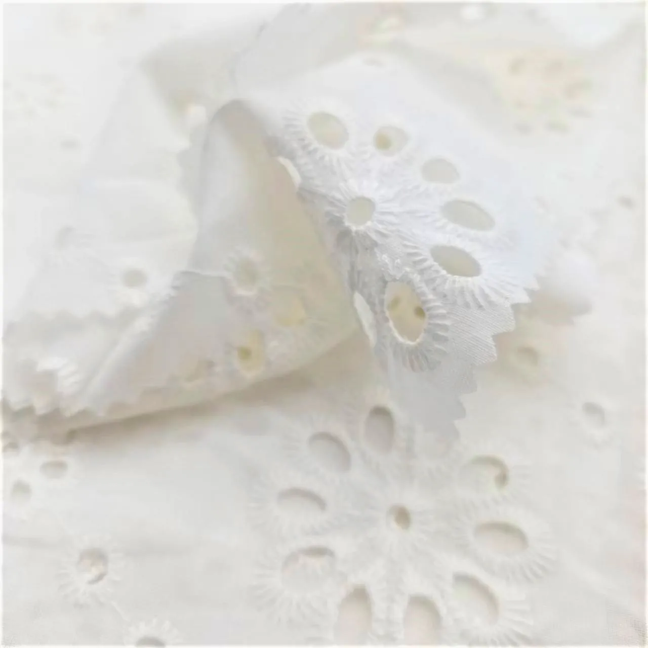 Hot selling beautiful design white color 100% cotton breathable Embroidered Fabric