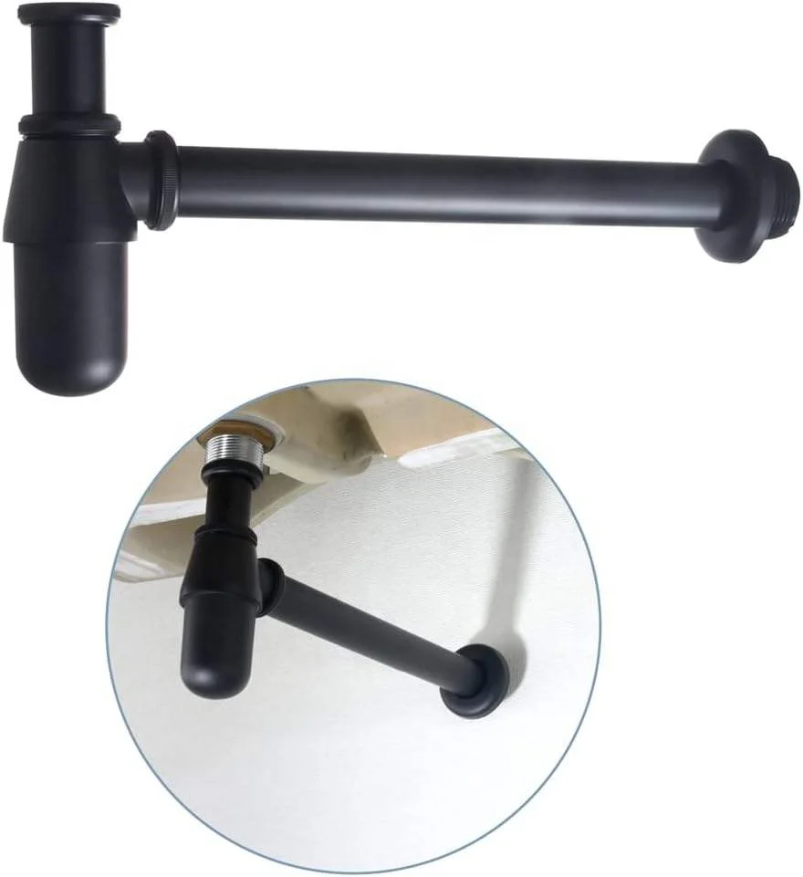 Factory Wholesale Price Kitchen and Bathroom Matte Black Plated Wash Basin Trap For Sink