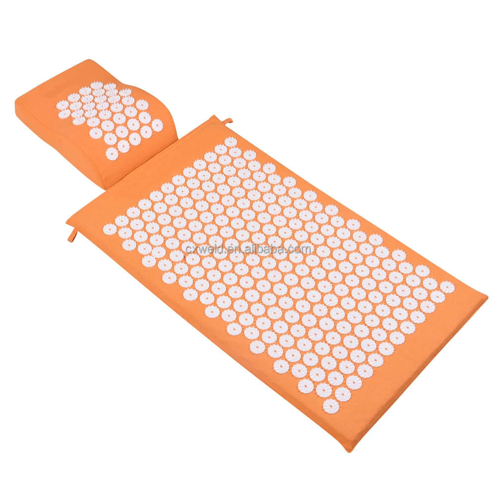 
chinese Natural Linen Acupressure Mat Foot Shakti Plastic Spikes Massage Akkupressur Mat and Pillow Set 