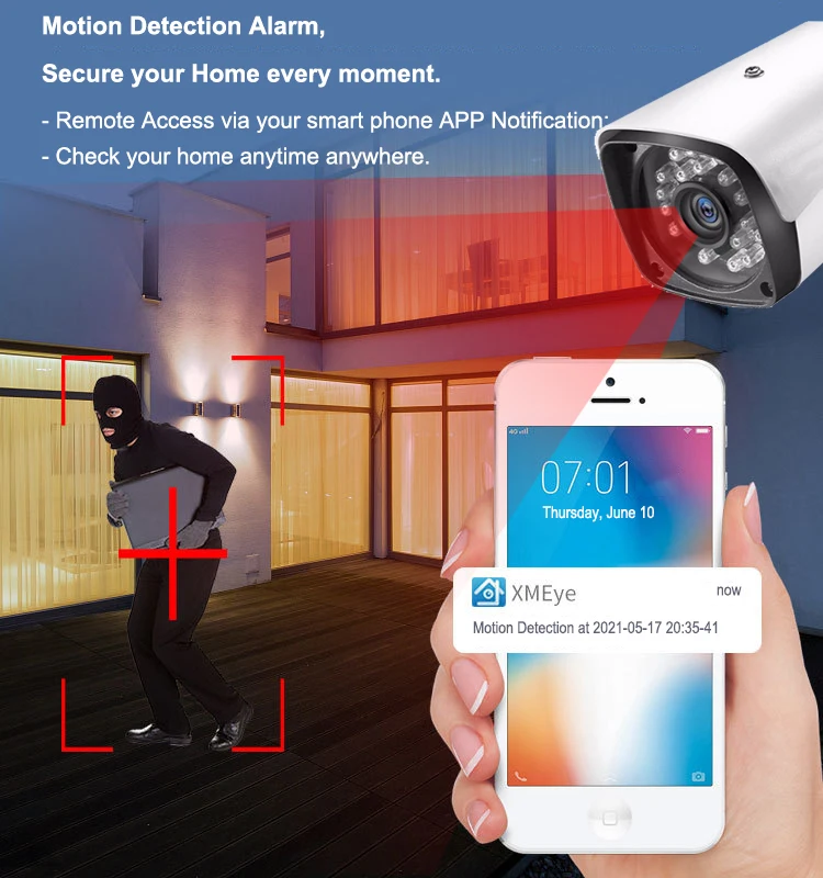 home security system cctv system 5mp 8 channel poe camera NVR kit infrared night vision