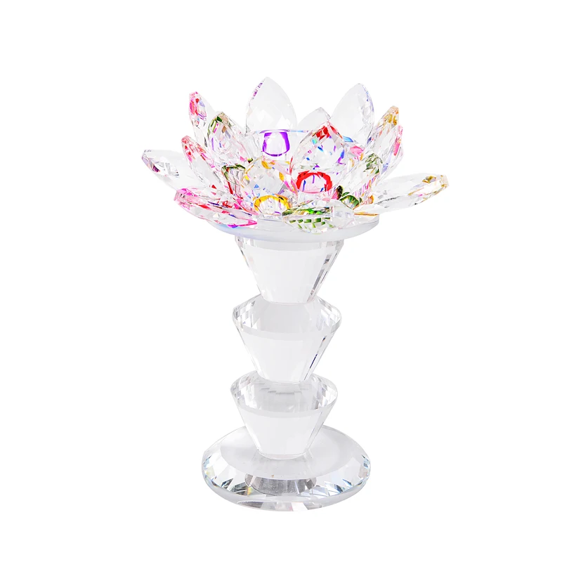 Wholesale K9 crystal glass lotus candle stand holder