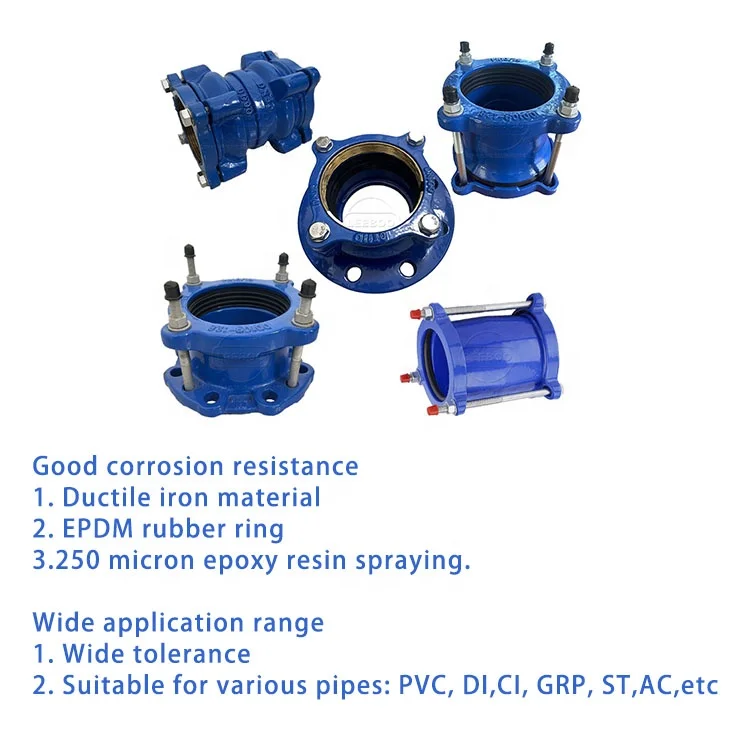 Factory price ductile Iron quick dresser coupling joint coated with epoxy universal wide range flange adapter for pvc hdpe pipe