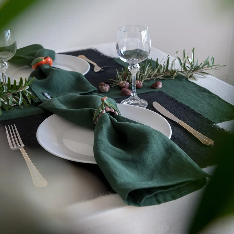 Wholesale White 100% Pure French Linen Feel Hemp Wedding dinner Cloth Table Napkins For Kitchen Restaurant Wedding Decoration