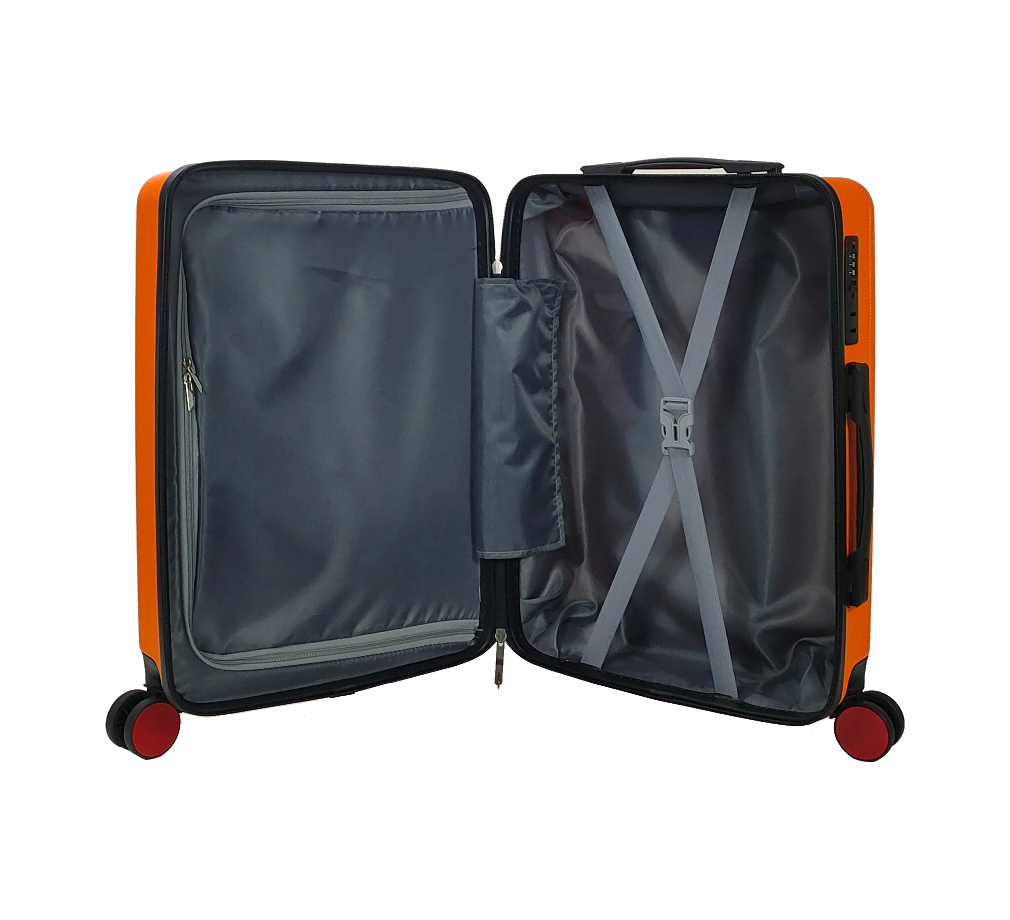 China supplier makes trolley case zipper abs suitcase 4*360degree wheels trolley luggage bag with Plastic Handles