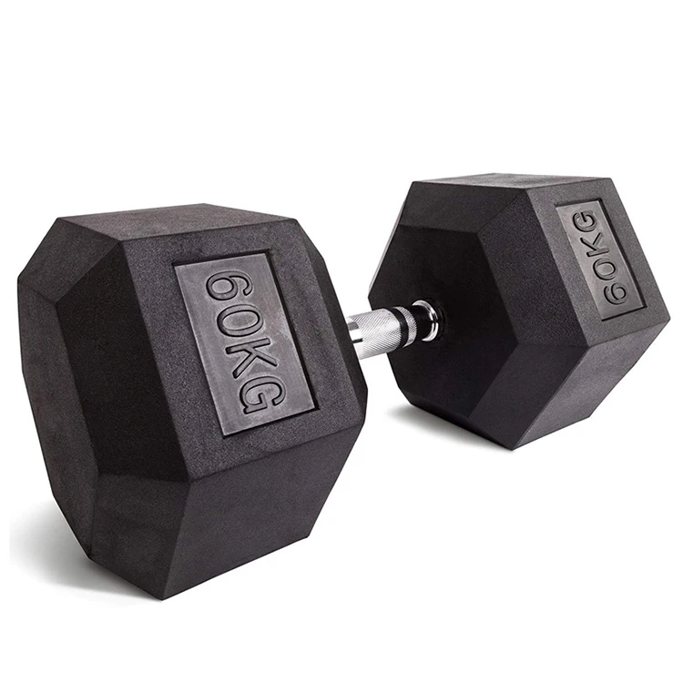 Custom Gym equipment weight lifting dumbbell set man Fitness black rubber hex Dumbbell Sets